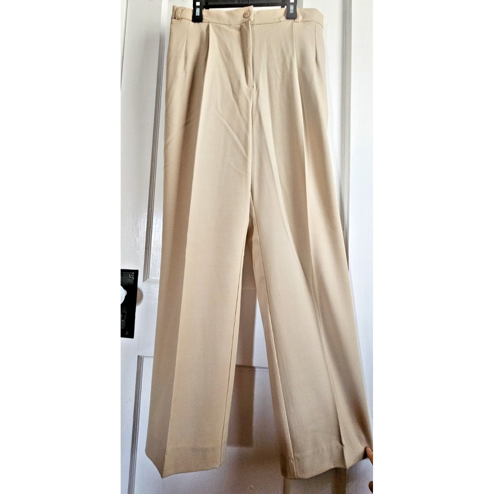 Vintage bianca 4way stretch woman Sz 6 tan USA‎ made pants pleated front back